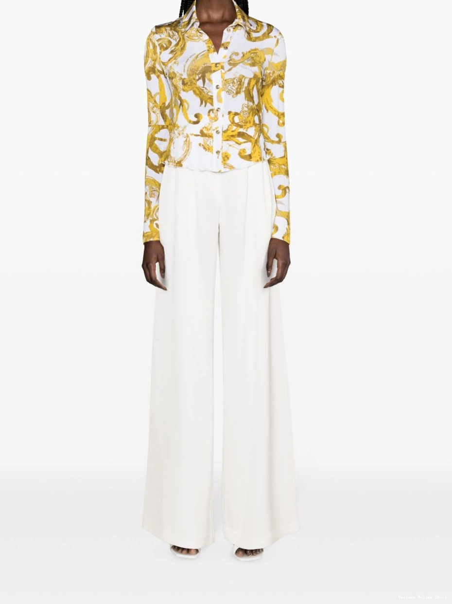 Cheap Women Barocco-print Couture Jeans Watercolour Couture shirt Versace 0807